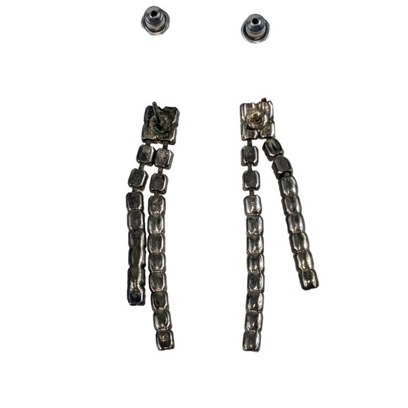 Silver Rhinestone Waterfall Stud Earrings A139 - Picture 3 of 5